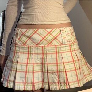 Y2K Abercrombie & Fitch White Plaid Pleated Skirt